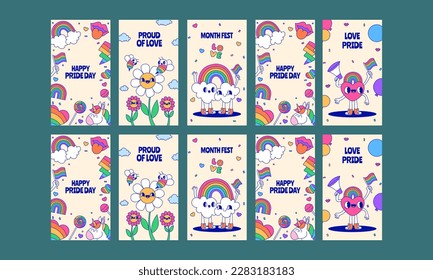 happy celebrate pride month day social media stories vector flat design