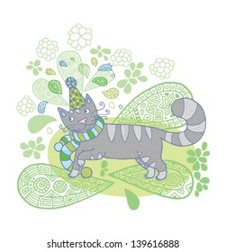 happy celebrating cat