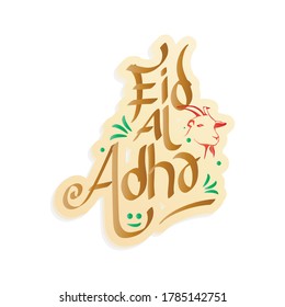 Happy celebrating Eid al adha with typography design in square composition
