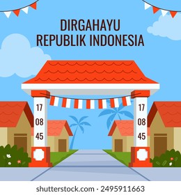 Happy celebrating independence day. All text in bahasa Indonesia. Dirgahayu means long live.