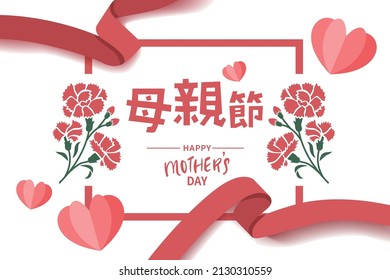 Happy Celebrating Happy Mother's Day Vector Illustration, Mother's Day Text Mockup with Ribbon