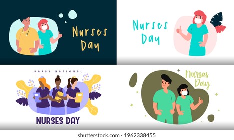 Feliz celebración del vector de ilustración de fondo del día de las enfermeras.
