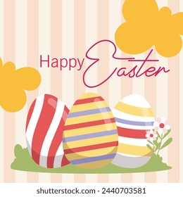 feliz celebración día de pascua media plantilla social diseño plano