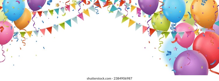 Happy celebration party with balloons and confetti