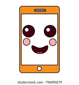 happy cellphone kawaii icon image 