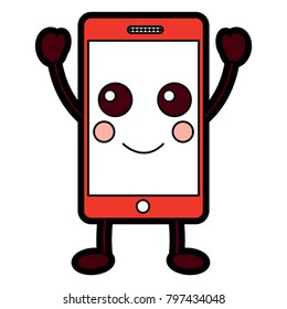 happy cellphone kawaii icon image 