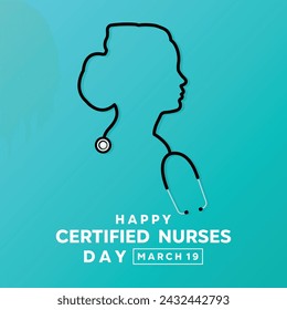 Happy Certified Nurse Day. Stestoscope in the shape of a nurse. Great for Cards, banners, posters, social media and more. 