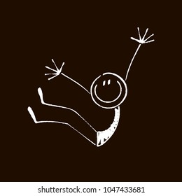 Happy chalk drawn stick figure.Vector illustration