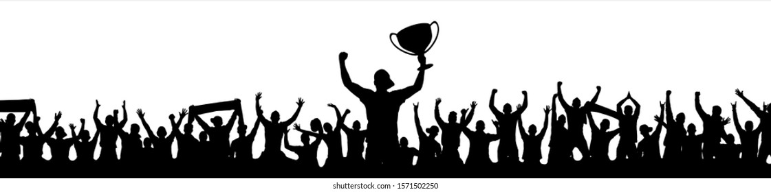 Happy champion with Cup and fans
