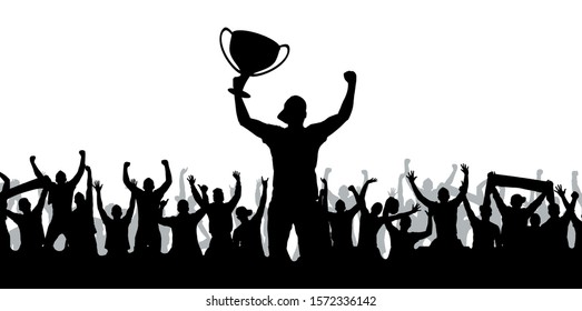 Happy champion with Cup and fans