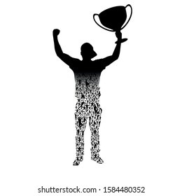 Happy champion with Cup and fans