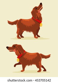 Happy champion dog with medal. Vector flat cartoon character illustration
