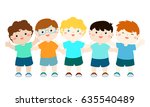 Happy character cartoon boy variety nationality full body vector illustration.