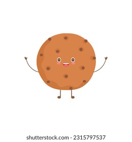 happy character cookie with hands and legs mascot vector. cartoon character illustration