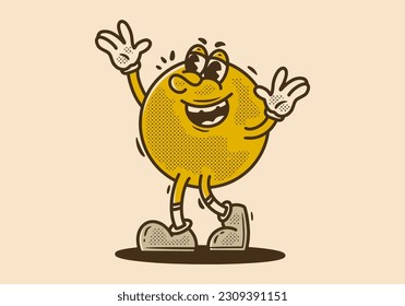 Happy character design with happy face in vintage style