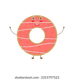 happy character doughnut mascot vector. cartoon character illustration