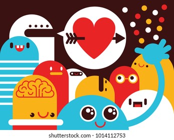Happy Character Fun Party for Amazing Cheerful Things