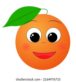 Happy character smiling orange. Cheerful orange. Print for a T-shirt. Vector illustration