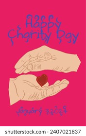 Happy charity day january 3 2024 greeting vector ilustration