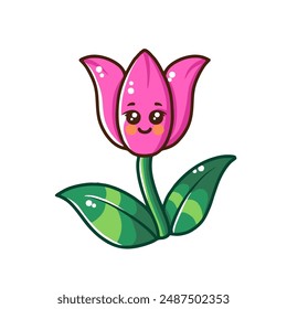 Happy and Charming Pink Tulip Clipart