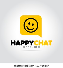 happy chat with emoticon smile logo vector illustration