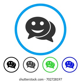 Happy Chat rounded icon. Vector illustration style is a flat iconic symbol inside a circle, black, gray, blue, green versions. Designed for web and software interfaces.