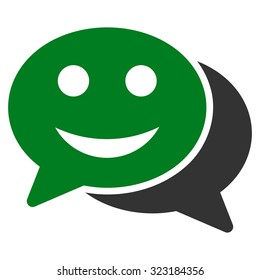 Happy Chat vector icon. Style is bicolor flat symbol, green and gray colors, rounded angles, white background.
