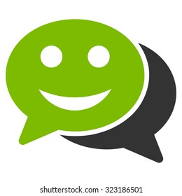 Happy Chat vector icon. Style is bicolor flat symbol, eco green and gray colors, rounded angles, white background.