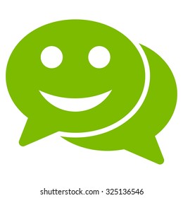 Happy Chat vector icon. Style is flat symbol, eco green color, rounded angles, white background.