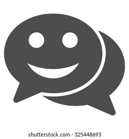 Happy Chat vector icon. Style is flat symbol, gray color, rounded angles, white background.