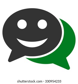 Happy Chat vector icon. Style is bicolor flat symbol, green and gray colors, rounded angles, white background.