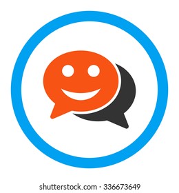 Happy Chat vector icon. Style is flat rounded symbol, bright colors, rounded angles, white background.