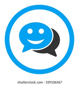 Happy Chat vector icon. Style is bicolor flat rounded symbol, blue and gray colors, rounded angles, white background.