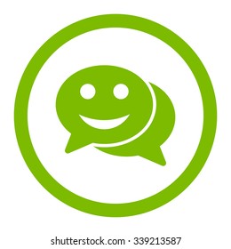 Happy Chat vector icon. Style is flat rounded symbol, eco green color, rounded angles, white background.