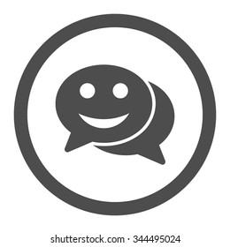Happy Chat vector icon. Style is flat rounded symbol, gray color, rounded angles, white background.