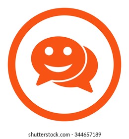 Happy Chat vector icon. Style is flat rounded symbol, orange color, rounded angles, white background.