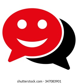 Happy Chat vector icon. Style is bicolor flat symbol, intensive red and black colors, rounded angles, white background.