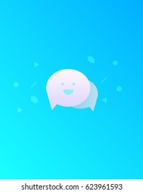 Happy Chat vector icon. Style is flat rounded symbol, blue background.