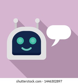 Happy chatbot icon. Flat illustration of happy chatbot vector icon for web design