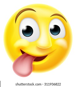 Un alegre emoticono emoticono emoticono sonriente carita sacando su lengua