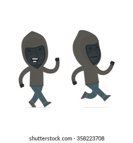Happy and Cheerful Character Anonymous Hackers goes and runs. for use in presentations, etc.