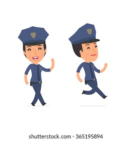 Happy and Cheerful Character Constabulary goes and runs. for use in presentations, etc.