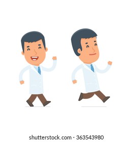Happy and Cheerful Character Doctor goes and runs. for use in presentations, etc.