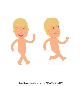 Happy Cheerful Character Naked Man Goes Stock Vector Royalty Free Shutterstock