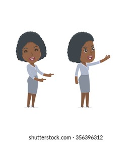 Happy and Cheerful Character Social Worker making presentation using his hand. for use in presentations, etc.