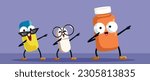 
Happy Cheerful Dabbing Pills Vector Cartoon illustration. Cheerful medication mascots feeling food of energy dancing 
