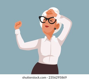 
Happy Cheerful Elderly Woman Dancing by Herself Vector Cartoon illustration. Elderly dancer lady feeling energetic and carefree
