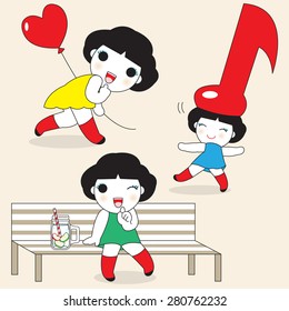 Happy And Cheerful Girls character illustration