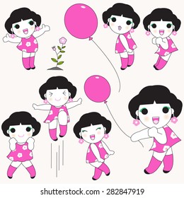 Happy And Cheerful Girls character illustration