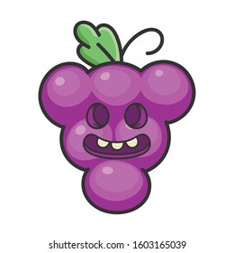 happy cheerful grape cartoon character icon isolated on white